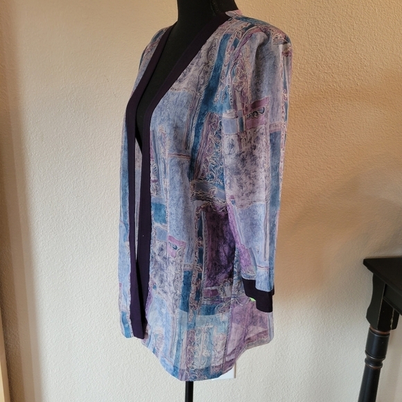 VTG LADY CAROL PETITES  Purple Blue Open Front Cardigan Sheer - Picture 4 of 10